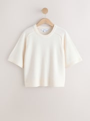 Ecru Knitted Half Sleeve T-Shirt - Image 6 of 8