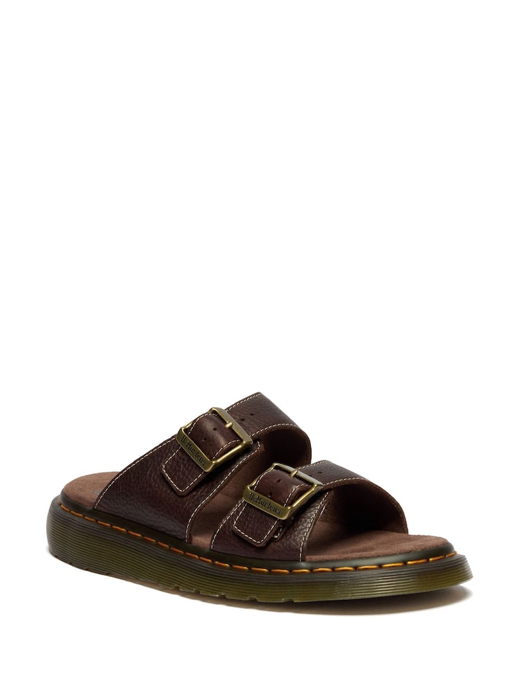 Dr. Martens Brown Josef Brown Grizzly Leather Slide Sandals - Image 1 of 5