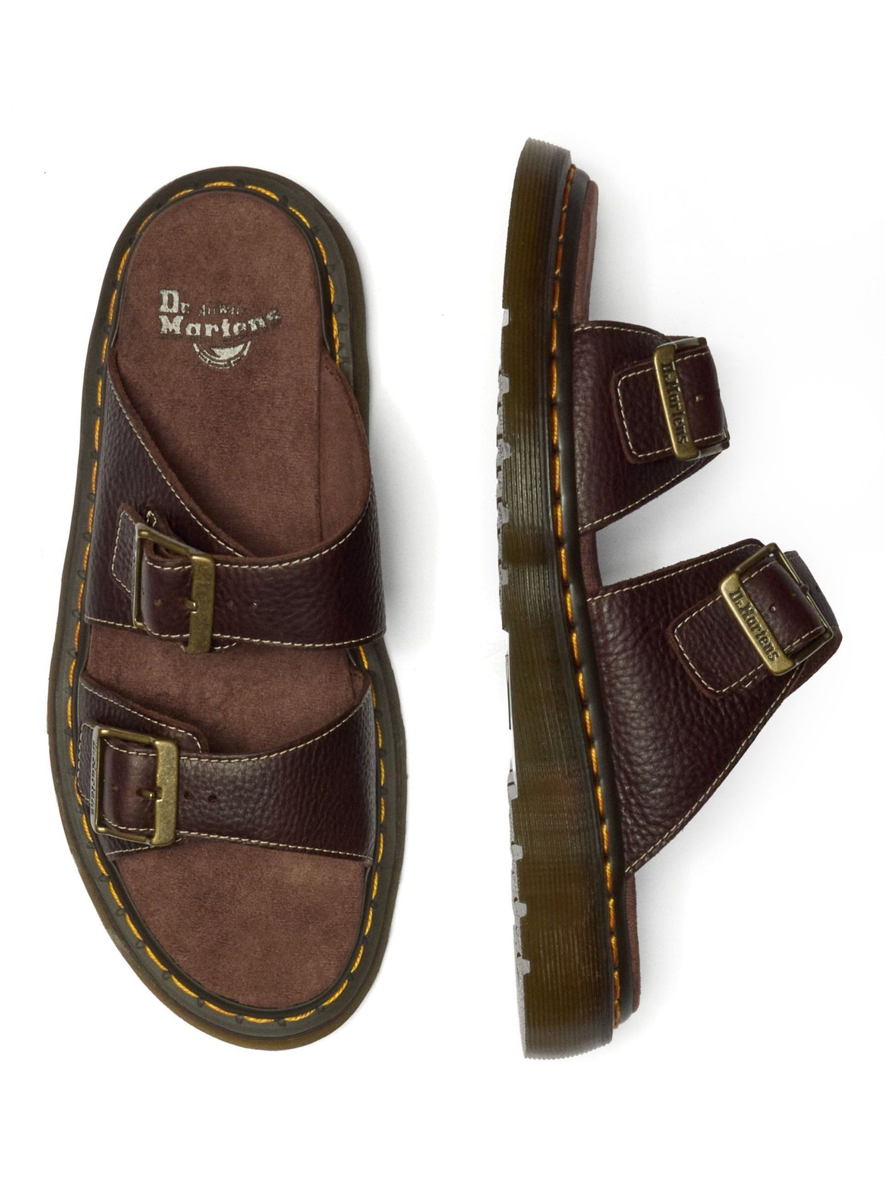 Dr. Martens JOSEF スライド サンダル UK7 ブラウン　メンズ Buy Dr. Martens Brown Josef Brown Grizzly Leather Slide Sandals