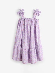 Lilac Purple Linen All Over Flower Print Sleeveless Sundress - Image 1 of 1