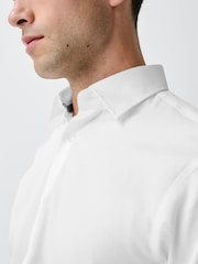White With Trim Slim Fit Signature Textured Long Sleeve Shirt - Image 5 of 8