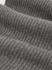 Reiss Mid Grey Alderny Atelier 100% Cashmere Rib-Knit Scarf - Image 4 of 6