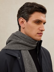 Reiss Mid Grey Alderny Atelier 100% Cashmere Rib-Knit Scarf - Image 6 of 6