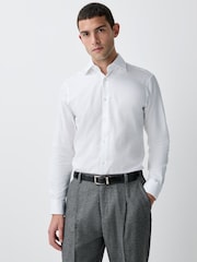 White With Trim Slim Fit Signature Textured Smart Shirt - Image 1 of 9