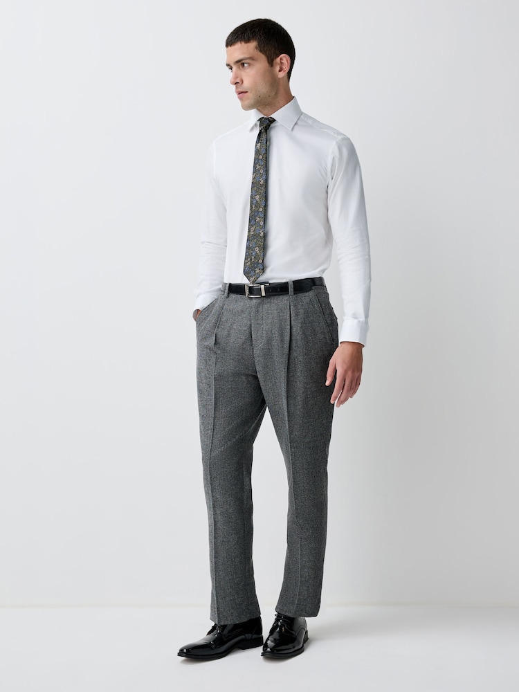 White With Trim Slim Fit Signature Textured Smart Shirt - Image 2 of 9