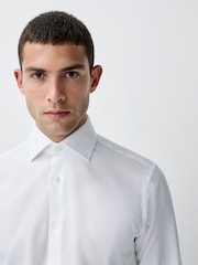 White With Trim Slim Fit Signature Textured Smart Shirt - Image 4 of 9
