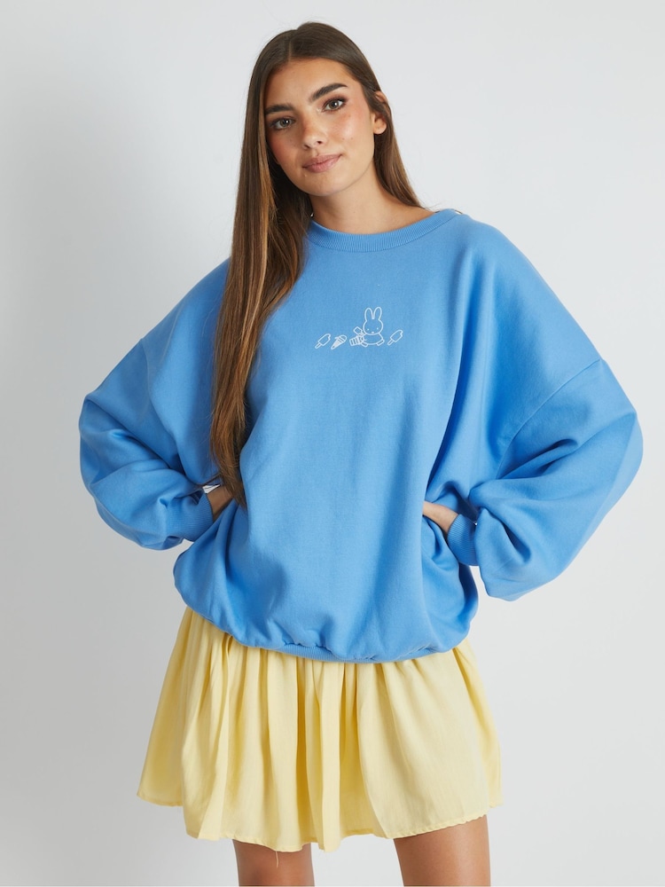 Skinnydip Blue Miffy Seaside Outline Sweatshirt - Image 1 of 4 Skinnydip Blue Miffy Seaside Outline Sweatshirt - Image 1 of 4