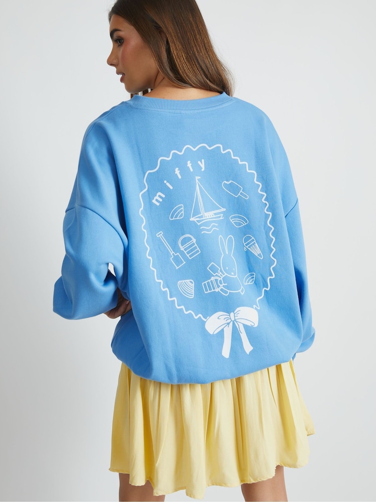 Skinnydip Blue Miffy Seaside Outline Sweatshirt - Image 2 of 4 Skinnydip Blue Miffy Seaside Outline Sweatshirt - Image 2 of 4