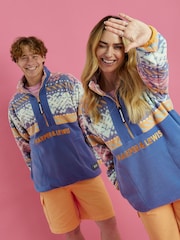 Harper & Lewis Blue Bodie Retro Pattern 1/4 Zip Fleece - Image 1 of 8