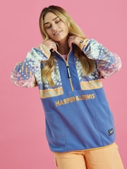 Harper & Lewis Blue Bodie Retro Pattern 1/4 Zip Fleece - Image 2 of 8