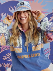 Harper & Lewis Blue Bodie Retro Pattern 1/4 Zip Fleece - Image 6 of 8