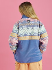 Harper & Lewis Blue Bodie Retro Pattern 1/4 Zip Fleece - Image 8 of 8