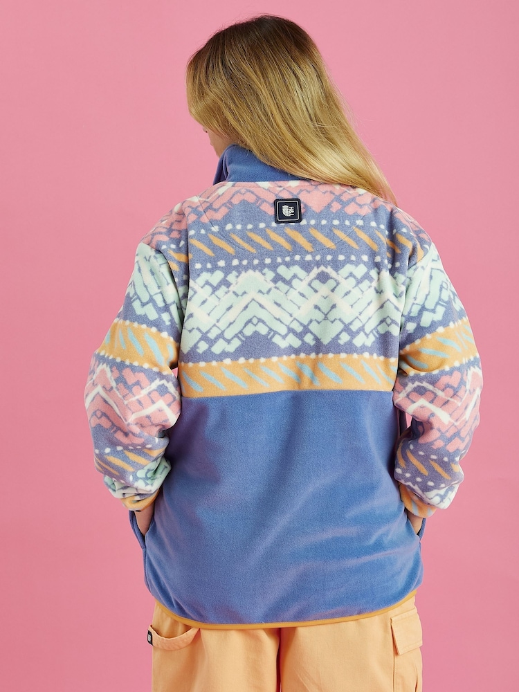 Harper & Lewis Blue Bodie Retro Pattern 1/4 Zip Fleece - Image 8 of 8