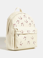 Skinnydip White Burgandy Bow Embroidered Backpack - Image 2 of 5