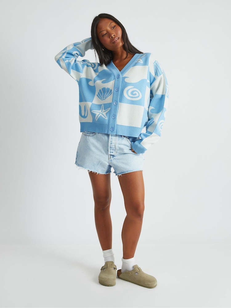 Skinnydip Blue Checked Shell Cardigan - Image 1 of 5