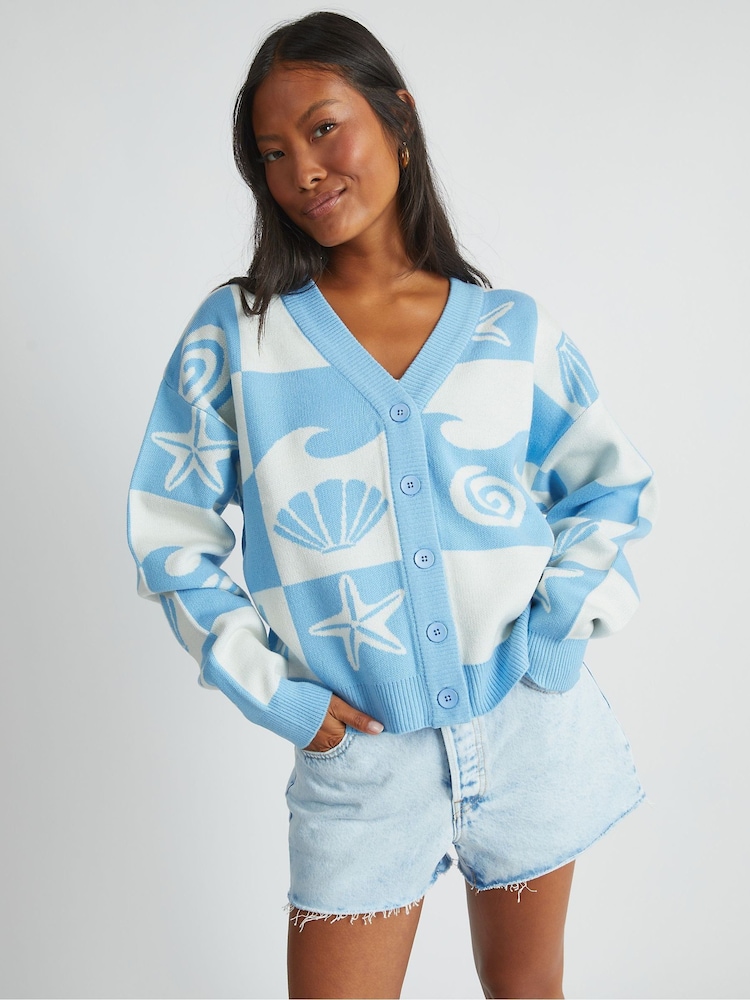 Skinnydip Blue Checked Shell Cardigan - Image 2 of 5