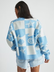 Skinnydip Blue Checked Shell Cardigan - Image 3 of 5