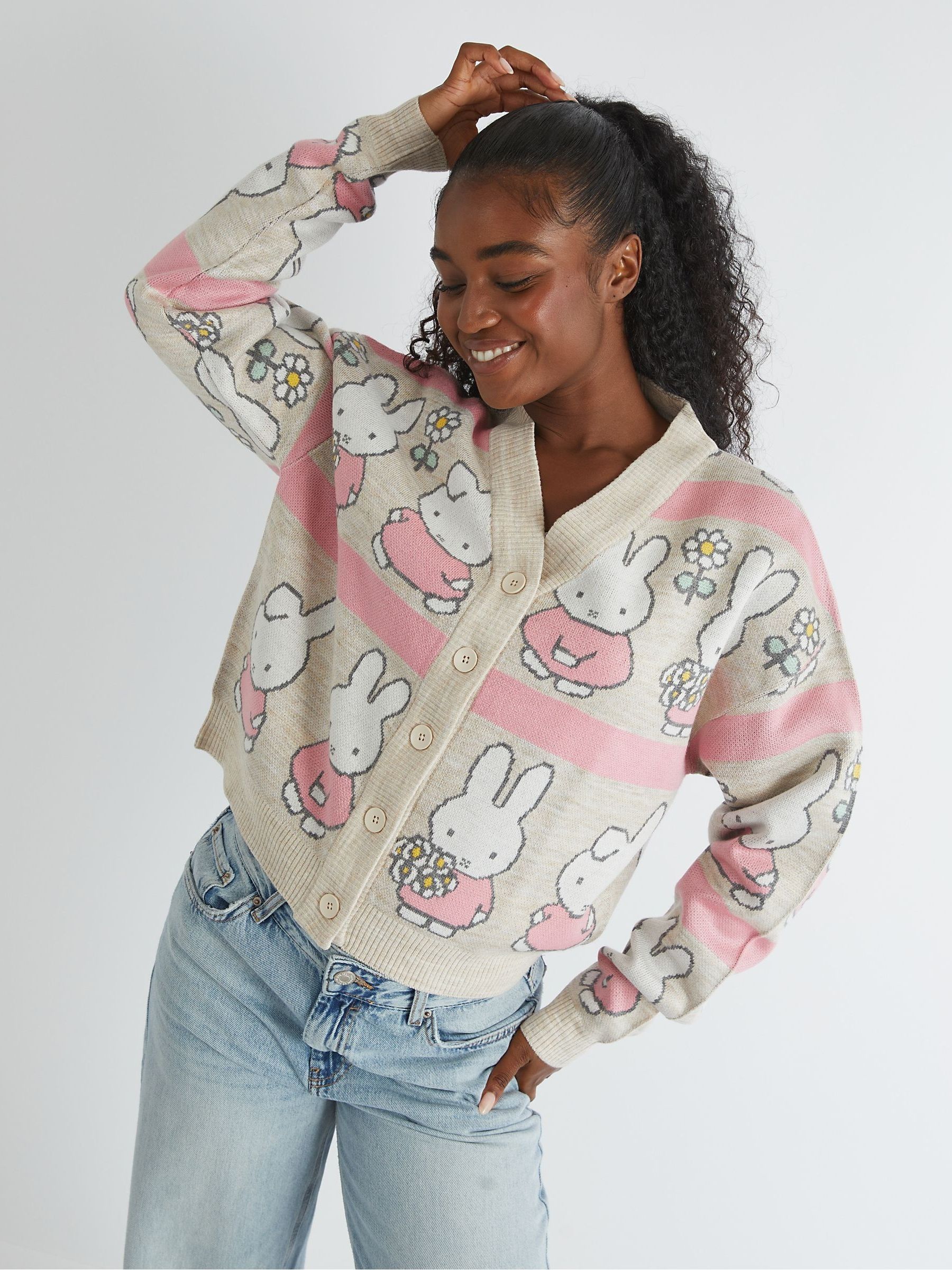 Buy Skinnydip White Miffy Cable Knitted Cardigan from Next USA