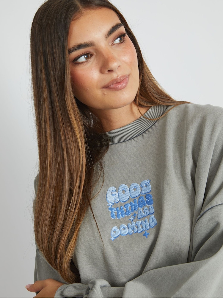 Skinnydip Grey Good Things Are Coming Sweatshirt - Image 5 of 5 Skinnydip Grey Good Things Are Coming Sweatshirt - Image 5 of 5