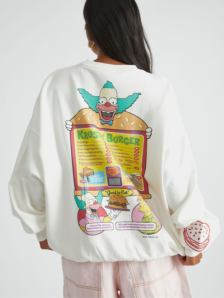 Skinnydip White The Simpsons x Krusty Burger Sweatshirt - Image 2 of 5