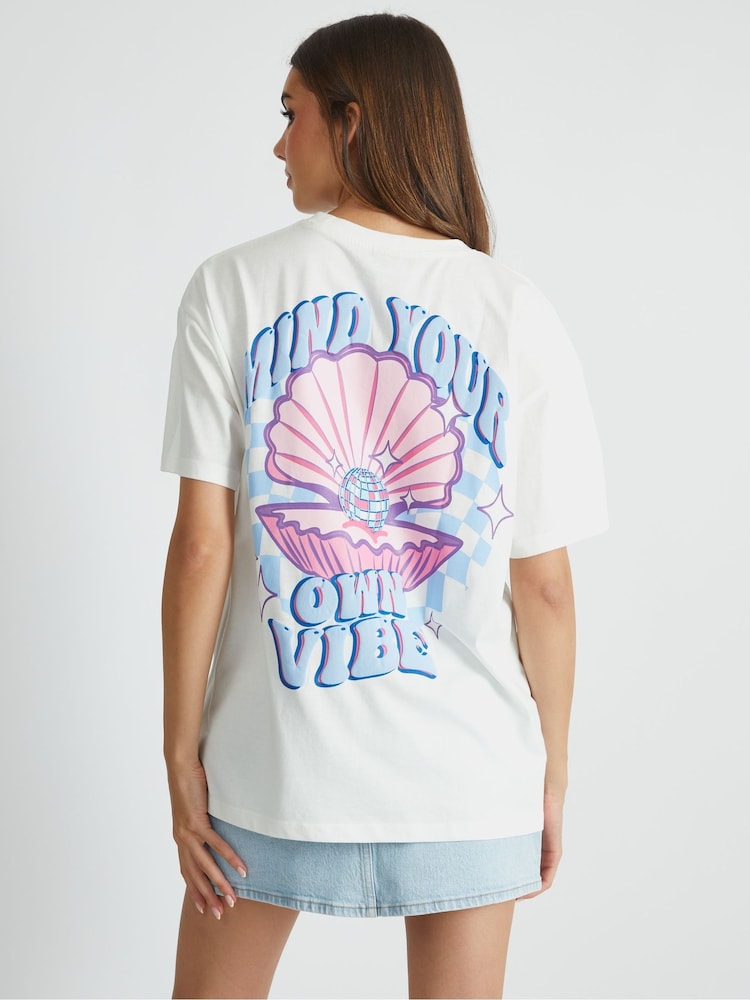 Skinnydip White Mind Your Own Vibe Shell T-Shirt - Image 1 of 4 Skinnydip White Mind Your Own Vibe Shell T-Shirt - Image 1 of 4