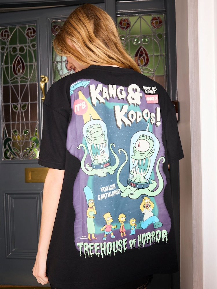 Skinnydip Black The Simpsons x Skinnydip Kang & Kodos Treehouse Of Horror T-Shirt - Image 2 of 3