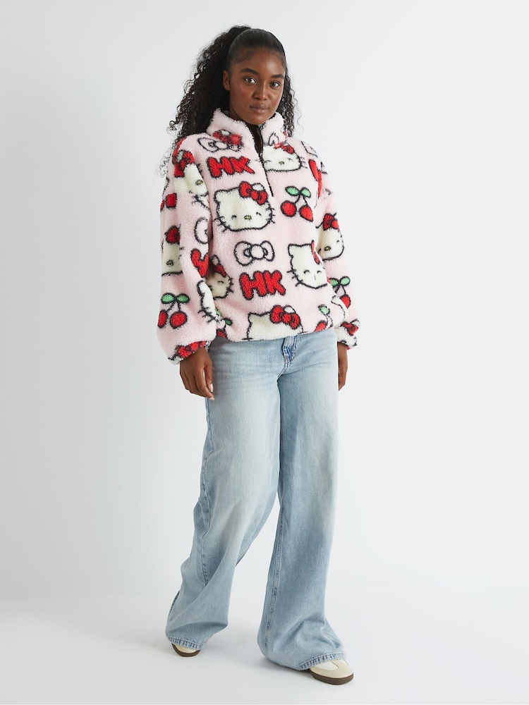 Skinnydip Pink Hello Kitty x Skinnydip Cherry Longline Fleece - Image 1 of 5