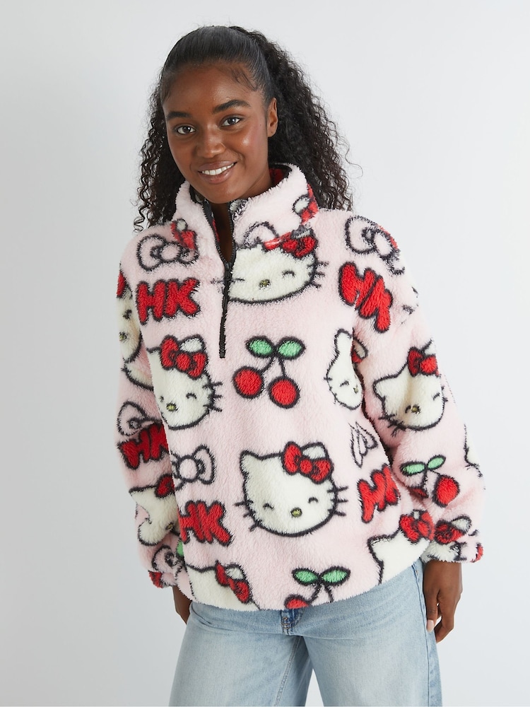 Skinnydip Pink Hello Kitty x Skinnydip Cherry Longline Fleece - Image 2 of 5