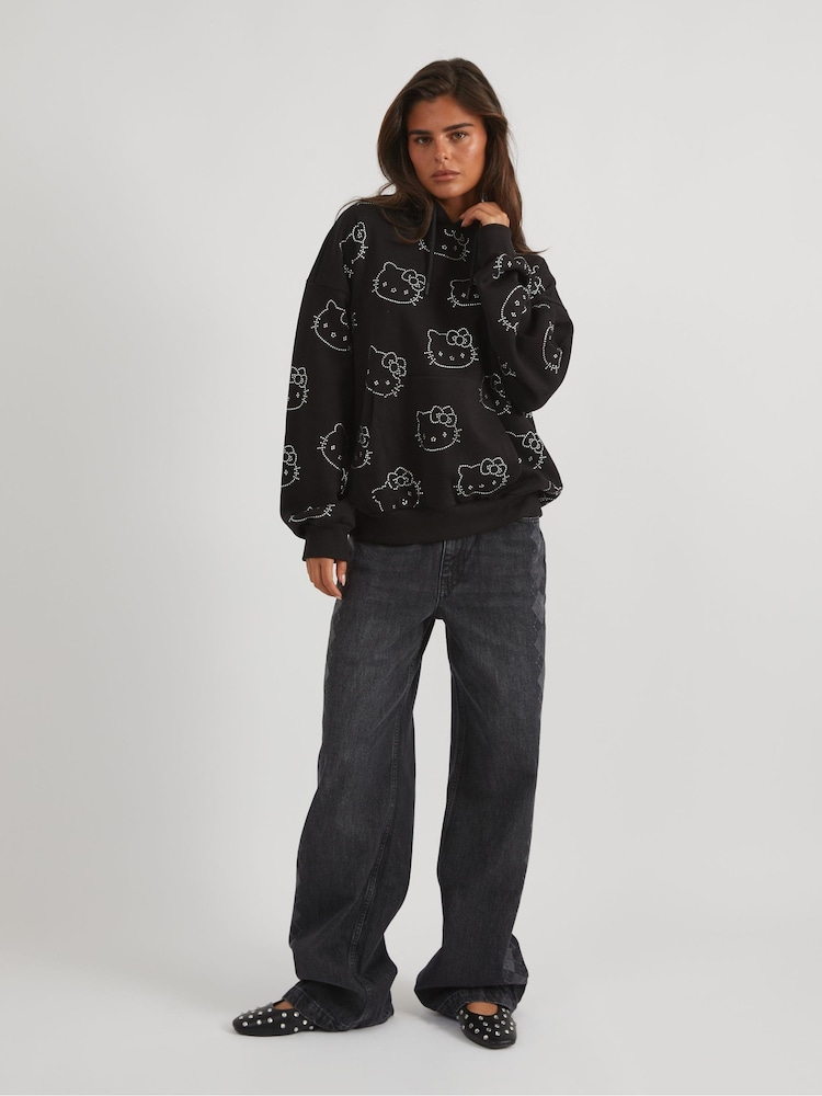 Skinnydip Black Hello Kitty Rhinestone Hoodie - Image 1 of 5