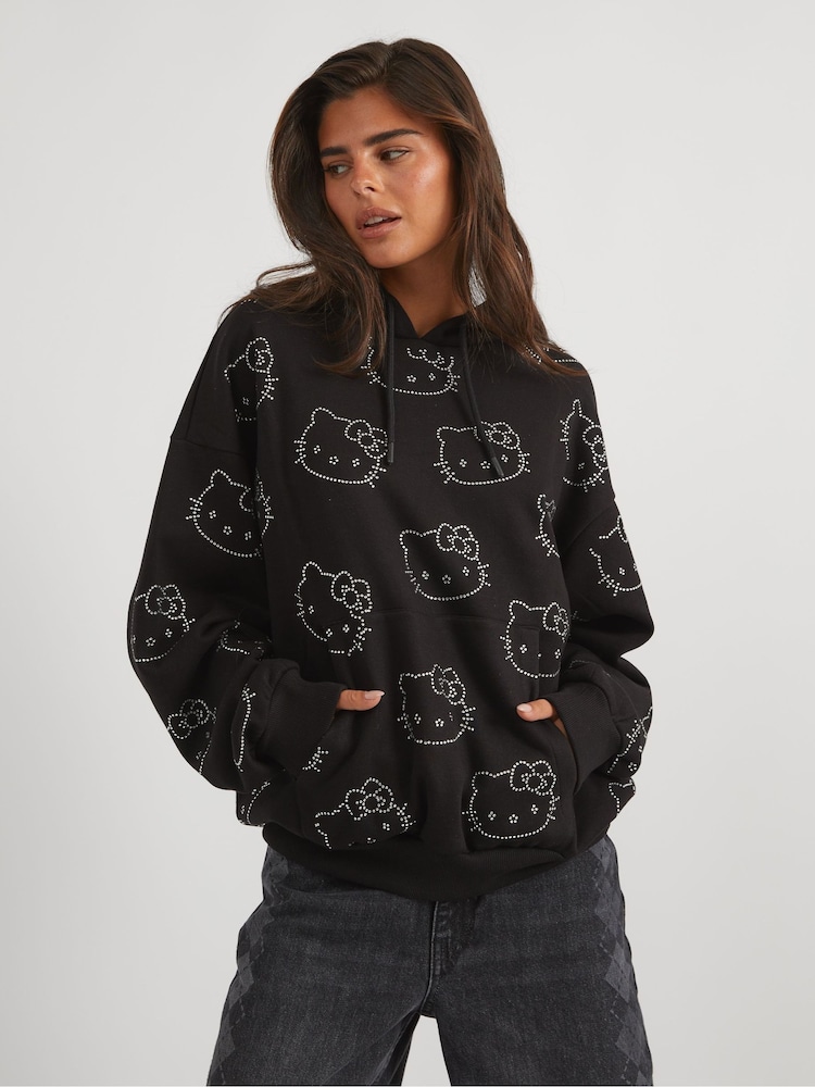 Skinnydip Black Hello Kitty Rhinestone Hoodie - Image 2 of 5