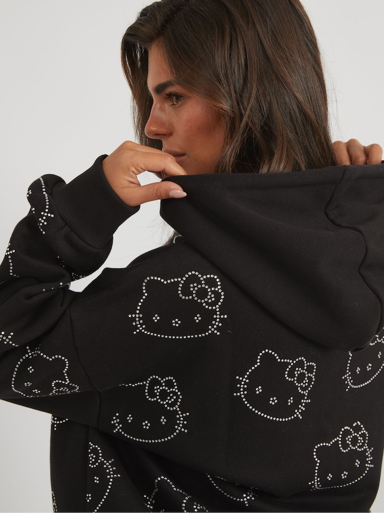 Skinnydip Black Hello Kitty Rhinestone Hoodie - Image 5 of 5