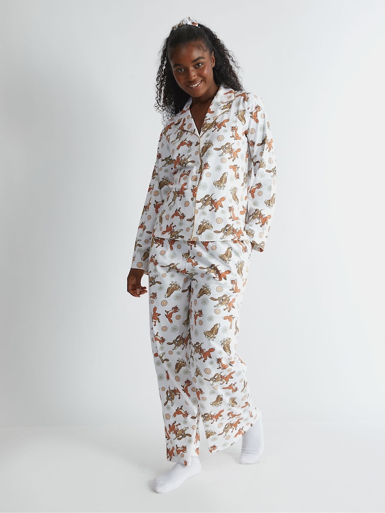 Skinnydip White Disney Fox & the Hound White Pyjamas Set in Ecru - Image 1 of 6