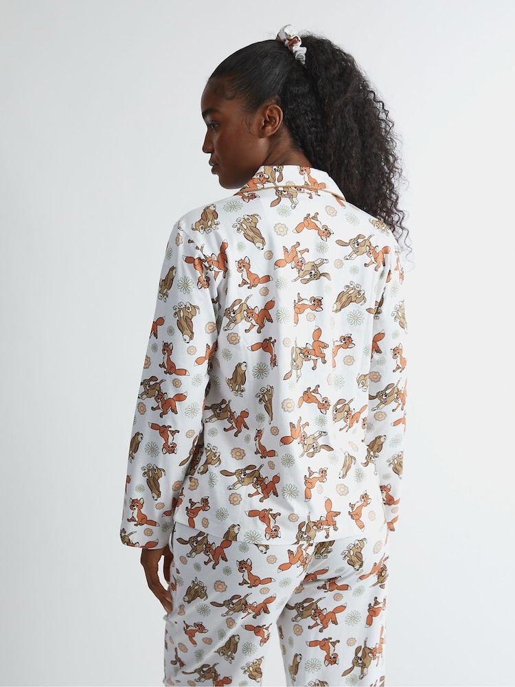 Skinnydip White Disney Fox & the Hound White Pyjamas Set in Ecru - Image 2 of 6