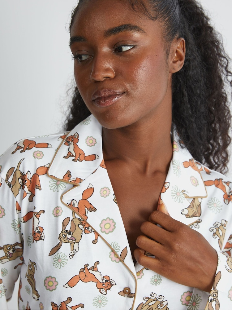 Skinnydip White Disney Fox & the Hound White Pyjamas Set in Ecru - Image 6 of 6