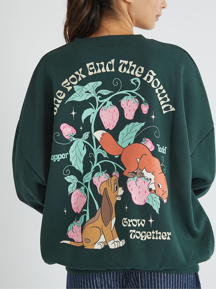 Skinnydip Green Disney Fox And The Hound Strawberry Sweatshirt - Image 1 of 5