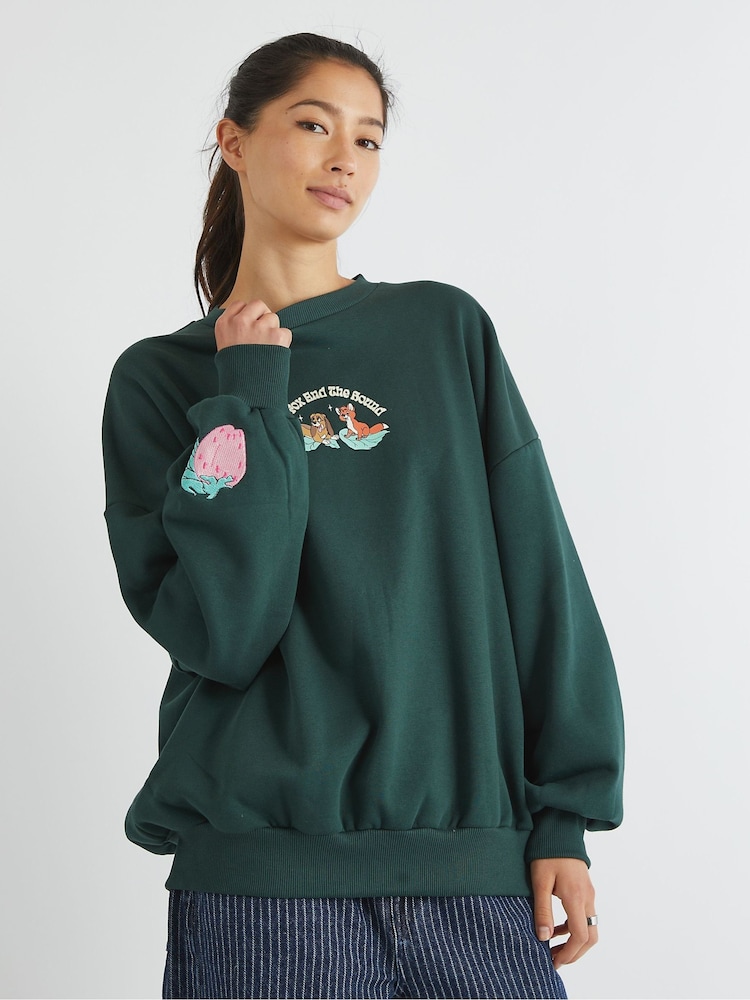 Skinnydip Green Disney Fox And The Hound Strawberry Sweatshirt - Image 2 of 5