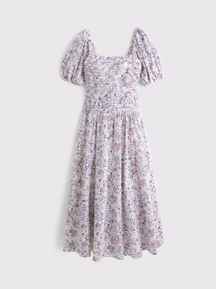 Vestido Maxi dress roxo com mangas Puff sleeve da Abercrombie & Fitch - Imagem 1 de 1