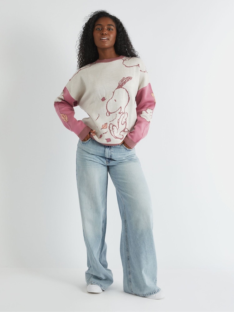 Skinnydip Pink Peanuts x Skinnydip Snoopy Varsity Knitted Jumper - Image 1 of 4 Skinnydip Pink Peanuts x Skinnydip Snoopy Varsity Knitted Jumper - Image 1 of 4