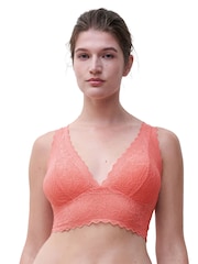 Chantelle Orange Floral Print Touch Soft Feel Lace Padded Bralette - Image 2 of 5