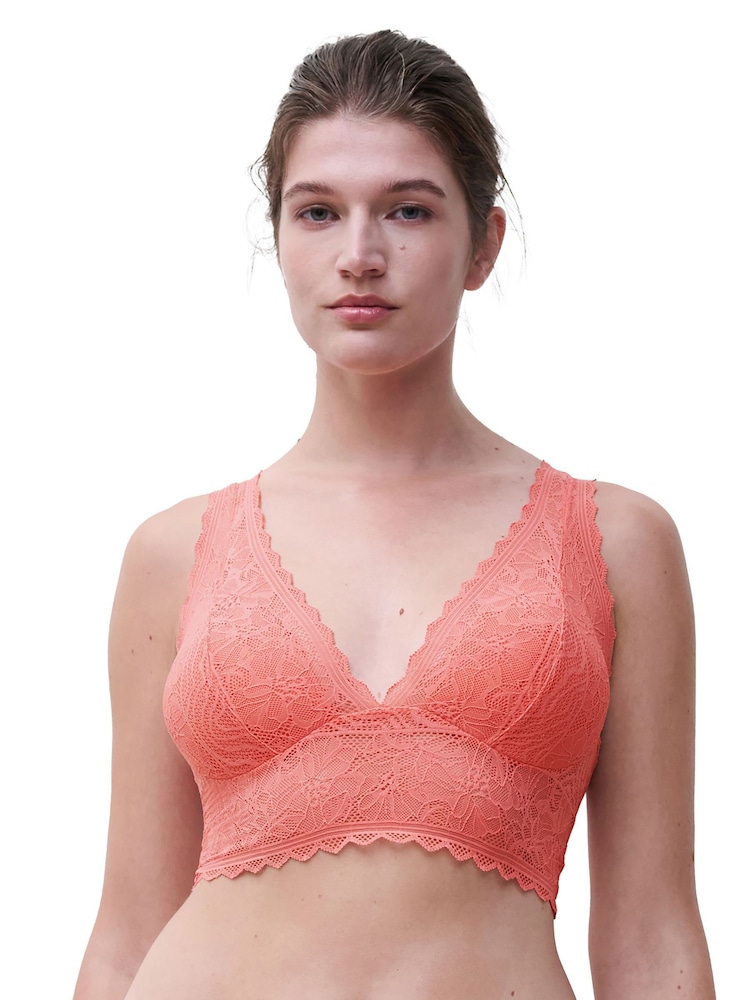 Chantelle Orange Floral Print Touch Soft Feel Lace Padded Bralette - Image 2 of 5
