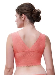 Chantelle Orange Floral Print Touch Soft Feel Lace Padded Bralette - Image 3 of 5