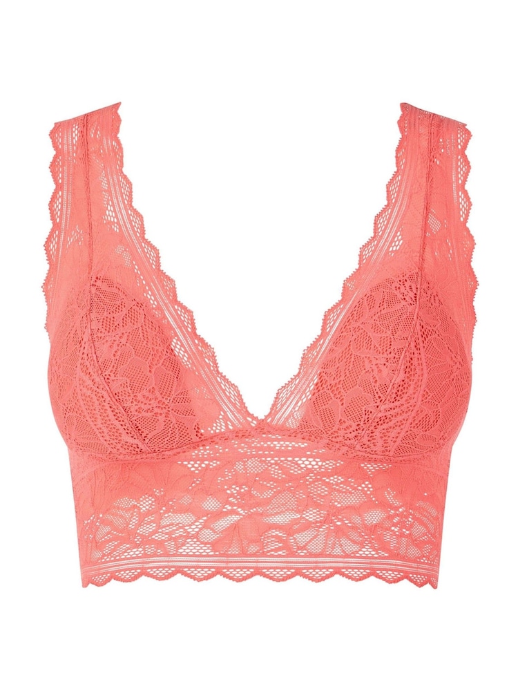 Chantelle Orange Floral Print Touch Soft Feel Lace Padded Bralette - Image 5 of 5