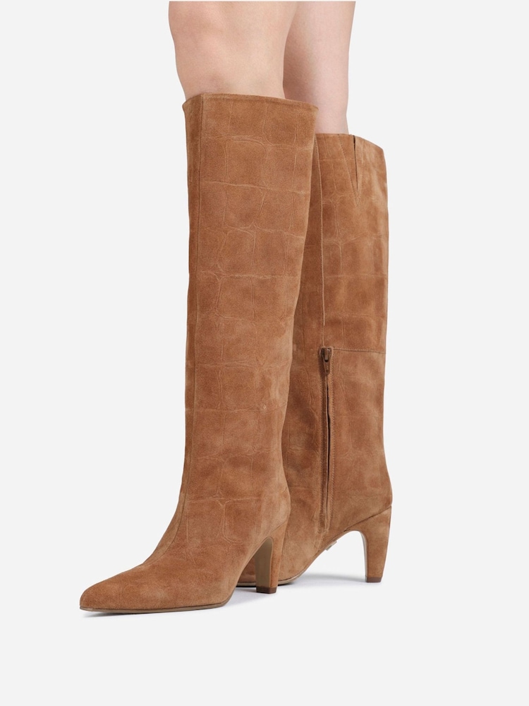 Bronx Brown Low-Jadey Suede Croco High Boots - Image 2 of 6