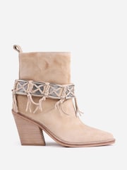 Bronx New-Kole Fringe Suede Ankle Boots - Imaginea 5 din 6