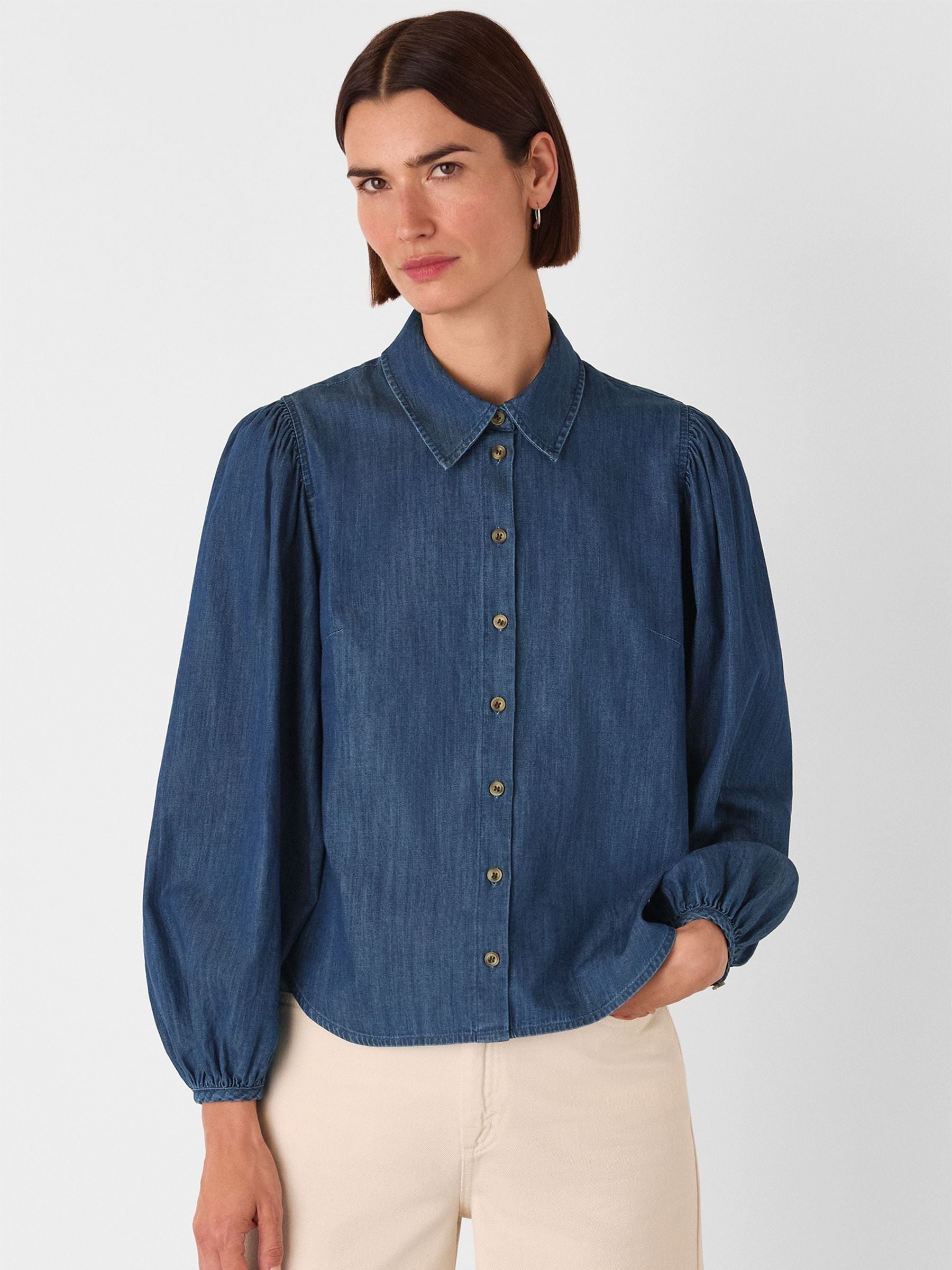 Whistles Blue Chambray Cotton Shirt