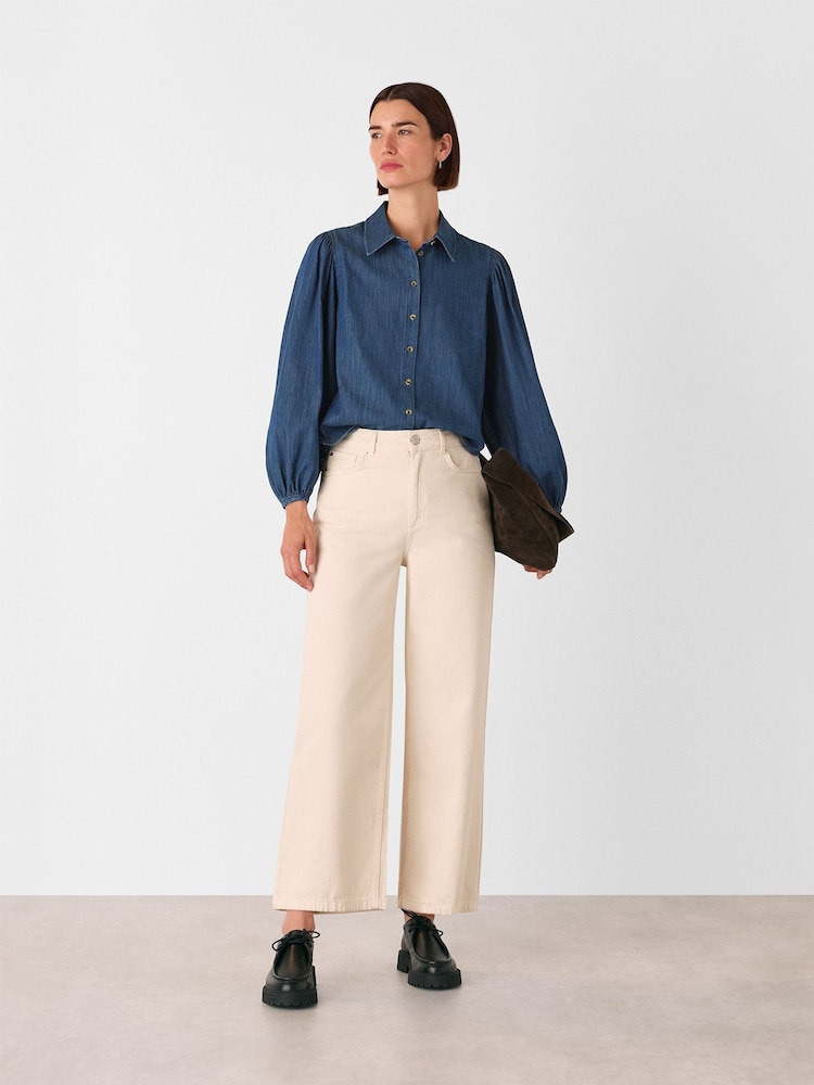 Whistles Blue Chambray Cotton Shirt - Image 3 of 5