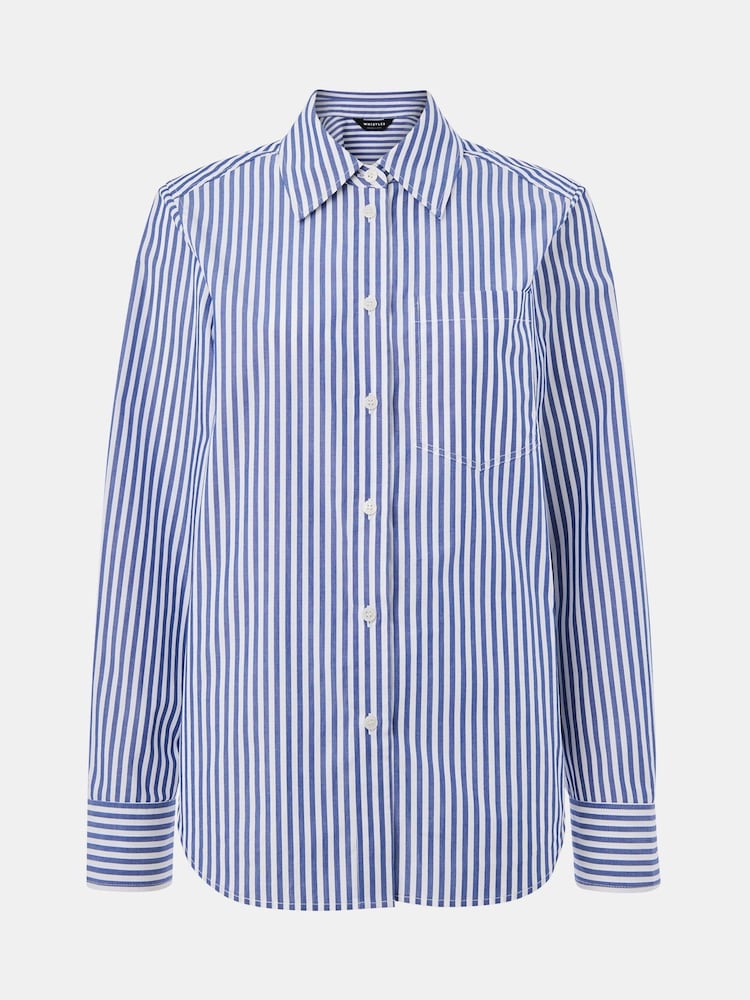 Whistles Blue Relaxed Fit Stripe Shirt - Image 4 of 5