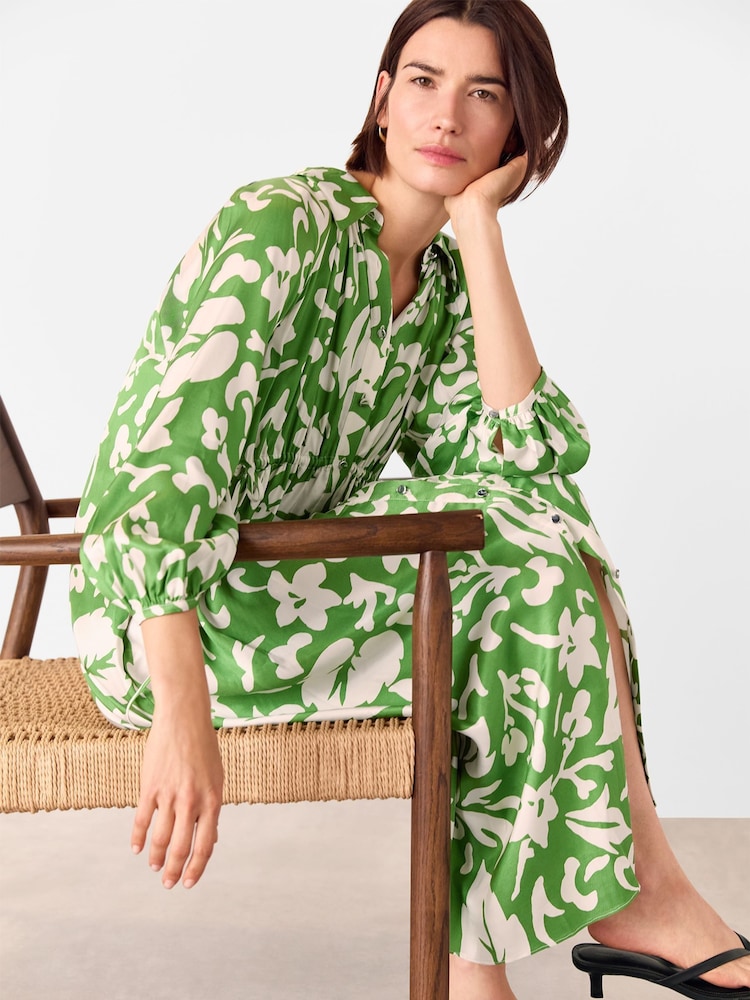 Buy Whistles Green Floral Print Trapeze Shirt Dress from Next Indonesia Buy Whistles Green Floral Print Trapeze Shirt Dress from Next Indonesia