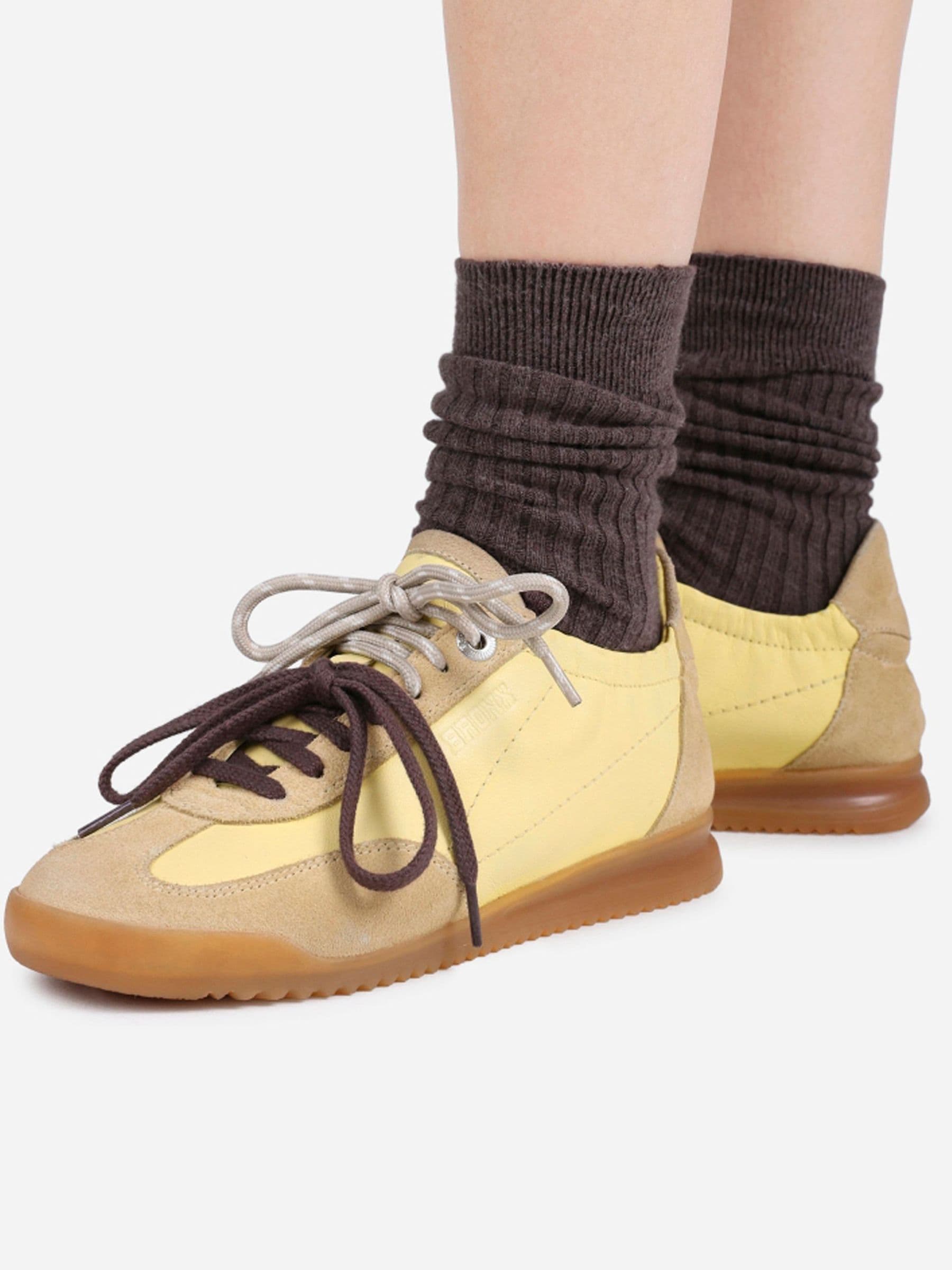 Buy Bronx Yellow Clioo Leather Trainers Double Lace from Next USA