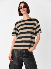 Whistles Black Wide Stripe T-Shirt - Image 1 of 5